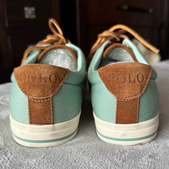 Polo Ralph Lauren Vaughn Canvas Seafoam Green Shoes sneakers Mens 9D Blue Pony - Picture 4 of 12